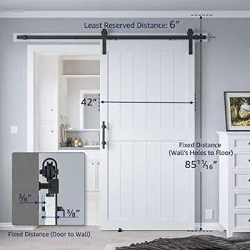 COSHOMER 42in x 84in MDF Sliding Barn Door with 7ft Barn Door Hardware Kit & Handle, Pre-Drilled Hol...