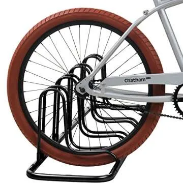 Retrospec Stash Rack 2, 4 & 5 Bike Floor Stand Bicycle Storage Organizer for Mountain Bike, Road Bike, Weather Resistant Fine Powder Steel Coating Fits Wheels up to 3", Black, 4 Bike