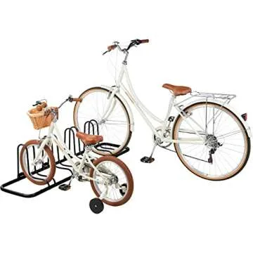 Retrospec Stash Rack 2, 4 & 5 Bike Floor Stand Bicycle Storage Organizer for Mountain Bike, Road Bike, Weather Resistant Fine Powder Steel Coating Fits Wheels up to 3", Black, 4 Bike