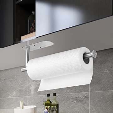 Self-Adhesive Stainless Steel Paper Towel Holder - Modern Convenience for Your Kitchen