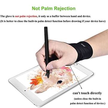 OTraki Drawing Glove 4 Pack Artist Gloves Digital Art Glove Free Size with Two Fingers Tablet Drawin...