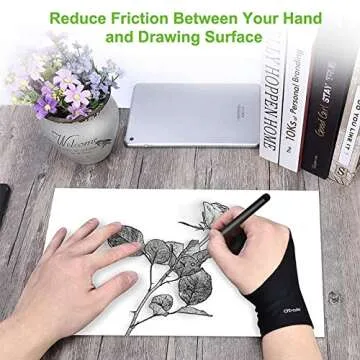 OTraki Drawing Glove 4 Pack Artist Gloves Digital Art Glove Free Size with Two Fingers Tablet Drawing Glove Right Hand for Graphics Pad Painting Good for Right or Left Hand - 2.95 x 7.87 inch