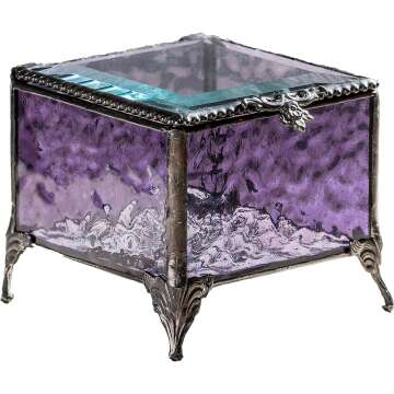 Elegant Purple Glass Jewelry Box for Keepsakes