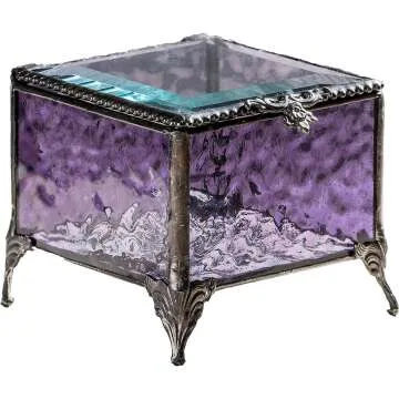 Elegant Purple Glass Jewelry Box for Keepsakes
