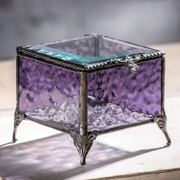 Elegant Purple Glass Jewelry Box for Keepsakes