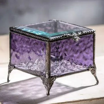 Elegant Purple Glass Jewelry Box for Keepsakes