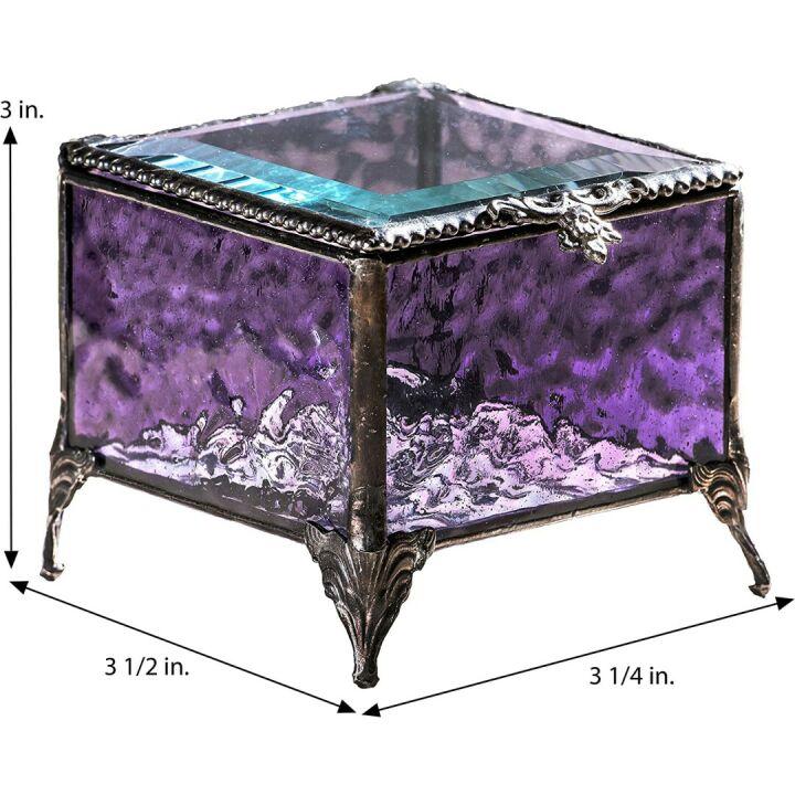 Elegant Purple Glass Jewelry Box for Keepsakes