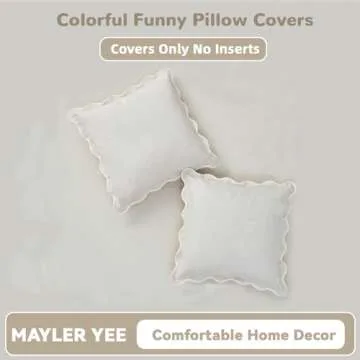 Mayler Yee Scalloped Throw Pillow Covers Set | Cozy & Elegant