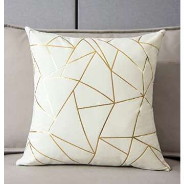YONGLIU Elegant Velvet Gold Foil Cushion Covers - 2 Pack 18x18"