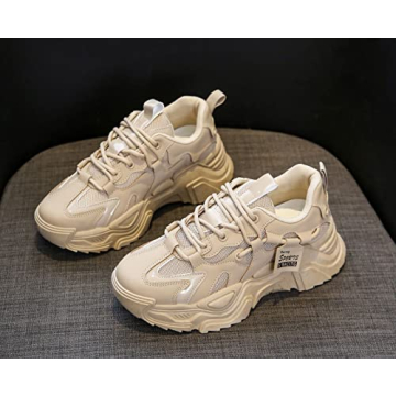 VAXAV Women's Breathable Mesh Platform Sneakers Size 7 Khaki