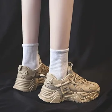 VAXAV Women's Breathable Mesh Platform Sneakers Size 7 Khaki