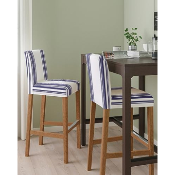Navy Blue Striped Bar Stool Covers Set of 2 Stretch Protectors