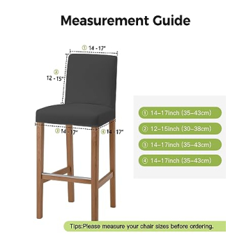 Navy Blue Striped Bar Stool Covers Set of 2 Stretch Protectors