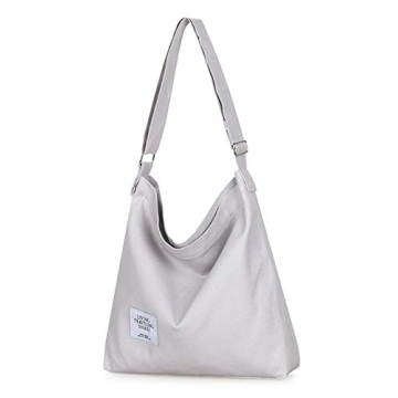 Covelin Women's Retro Large Size Canvas Shoulder Bag Hobo Crossbody Handbag Casual Tote Lavender Gra...