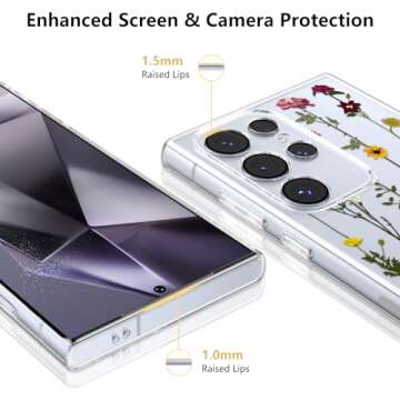 ZTOFERA Floral Case for Samsung Galaxy S25 Ultra 5G,Cute Flower Pattern Case for Girls Women,Flexible Silicone Protective Slim Shockproof Bumper Phone Cover for Samsung Galaxy S25 Ultra,Clear