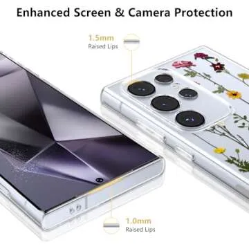 ZTOFERA Floral Case for Samsung Galaxy S25 Ultra 5G,Cute Flower Pattern Case for Girls Women,Flexible Silicone Protective Slim Shockproof Bumper Phone Cover for Samsung Galaxy S25 Ultra,Clear