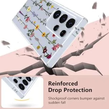 ZTOFERA Floral Case for Samsung Galaxy S25 Ultra 5G,Cute Flower Pattern Case for Girls Women,Flexible Silicone Protective Slim Shockproof Bumper Phone Cover for Samsung Galaxy S25 Ultra,Clear