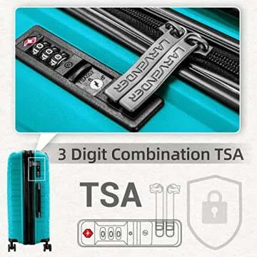 LARVENDER Luggage Sets, Luggage 4 Piece Set, Expandable Luggage Set Clearance Suitcases with Spinner Wheels Luggage with TSA Lock (Aqua Blue)