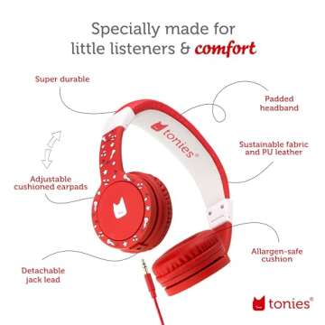 Tonies Kids Foldable Headphones - Safe & Comfortable