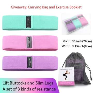 Resistance Bands for Working Out - Non Slip Cloth Exercise Bands to Workout Glutes, Thighs & Legs - Includes Booty Band Training for Gym & Home Fitness, Yoga, Pilates for Men/Women, Set of 3