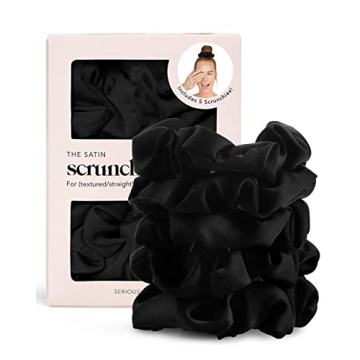 Kitsch Soft Black Satin Hair Scrunchies for Women