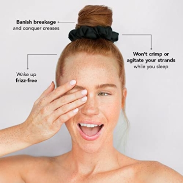 Kitsch Soft Black Satin Hair Scrunchies for Women