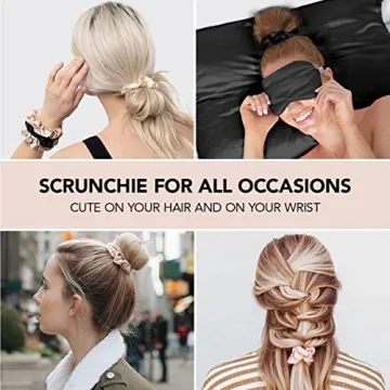 Kitsch Soft Black Satin Hair Scrunchies for Women