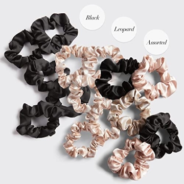 Kitsch Soft Black Satin Hair Scrunchies for Women