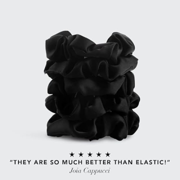 Kitsch Soft Black Satin Hair Scrunchies for Women