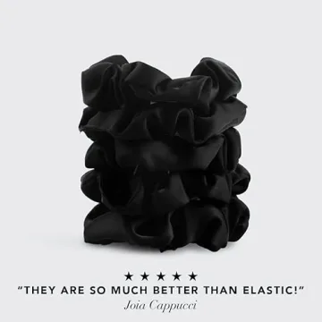 Kitsch Soft Black Satin Hair Scrunchies for Women