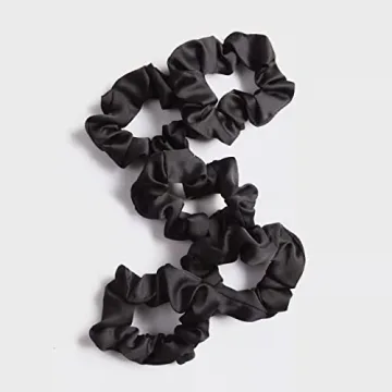 Kitsch Soft Black Satin Hair Scrunchies for Women