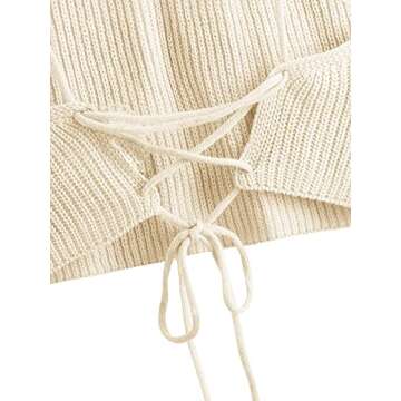 SweatyRocks Women's Sleeveless Space Dye Knit Camisole Criss Cross Backless Crop Top Beige M