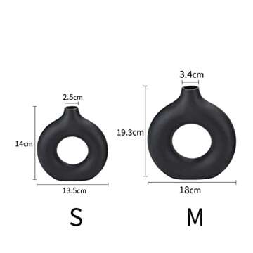 CEMABT Vases for Pampas Grass,Creative Vase Modern Home Decor,Handmade Vase Black Ceramic Dried Flow...