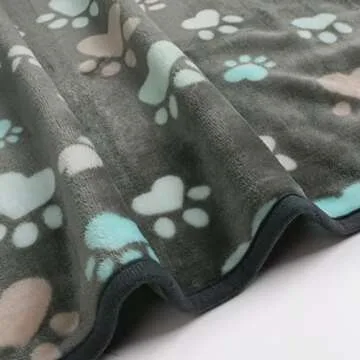 Luciphia 1 Pack 3 Blankets Fluffy Premium Fleece Pet Blanket Flannel Paw Printed Throw for Dog Cat(Small 23x16'', Grey/Brown/Blue)