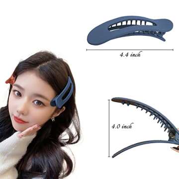 7PCS Large Flat Claw Clips for Thick Hair, Matte Flat Lay Claw Clips Without Pain, Strong Hold Side ...