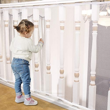 Banister Guard for Baby - 15ft x 3ft, Child Safety Net, Rail Balcony Banister Stair Mesh for Kids, T...