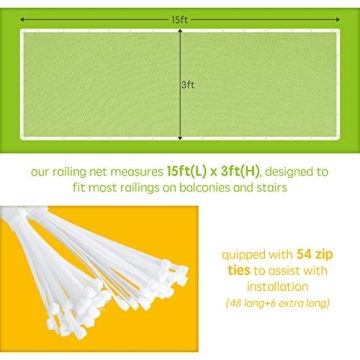 Banister Guard for Child Safety - 15ft x 3ft Flexible Net