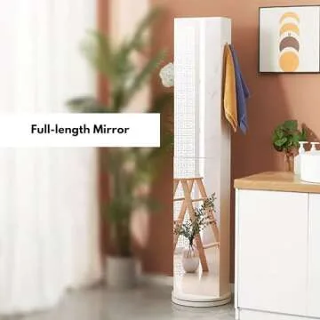 Stylish Rotating Bathroom Storage Cabinet with Mirror