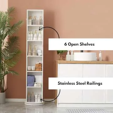Stylish Rotating Bathroom Storage Cabinet with Mirror