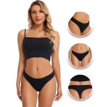 ANZERMIX Women's Breathable Cotton Thong Panties Pack of 6 (6-pack Fashion Assorted, Large)