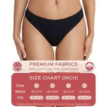 ANZERMIX Women's Cotton Thong Panties Pack of 6 Assorted