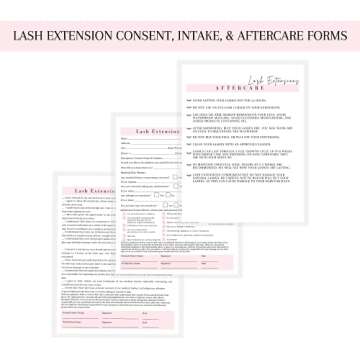 Lash Extension Consent Form, Intake Form, Aftercare Form | 75 Pack | 8.5x11" inch Paper Size Form | 25 Consent Forms, 25 Client Intake Forms, 25 Aftercare Forms