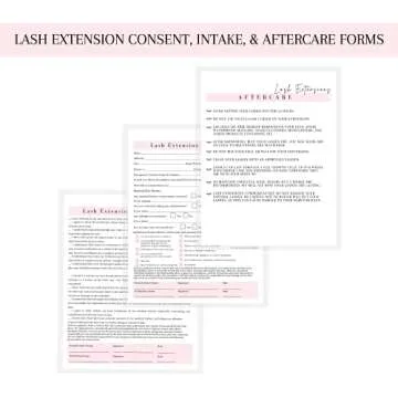 Lash Extension Consent Form, Intake Form, Aftercare Form | 75 Pack | 8.5x11" inch Paper Size Form | 25 Consent Forms, 25 Client Intake Forms, 25 Aftercare Forms