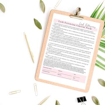 Lash Extension Consent Form, Intake Form, Aftercare Form | 75 Pack | 8.5x11" inch Paper Size Form | 25 Consent Forms, 25 Client Intake Forms, 25 Aftercare Forms