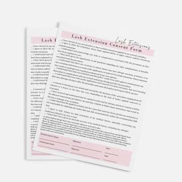 Lash Extension Consent Form, Intake Form, Aftercare Form | 75 Pack | 8.5x11" inch Paper Size Form | 25 Consent Forms, 25 Client Intake Forms, 25 Aftercare Forms