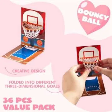 JOYIN 36 Pcs Valentine’s Day Sports Game Cards with Soccer Football Volleyball Basketball for Kids Valentine's Classroom Exchange Prizes, Valentines Games Toys for Party Favor Supplies