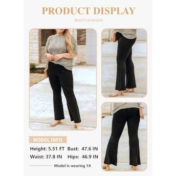 Eytino Womens Plus Size Flare Leggings High Waist Crossover Lounge Bell Bottom Pants Trousers,1X Black