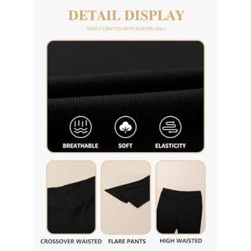 Eytino Womens Plus Size Flare Leggings High Waist Crossover Lounge Bell Bottom Pants Trousers,1X Black