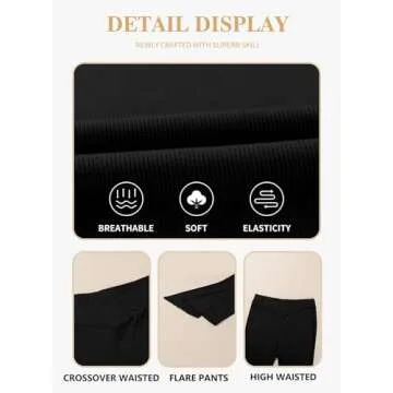 Eytino Womens Plus Size Flare Leggings High Waist Crossover Lounge Bell Bottom Pants Trousers,1X Black