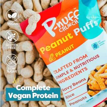 Pnuff Crunch Peanut Butter Puffs - Healthy Snacks, Low Calorie Snacks, Gluten Free Snacks, Vegan, High Protein, Keto, Office Snacks, Low Sugar, as Seen on Shark Tank - Original, 4 Oz Bag (Pack of 6)